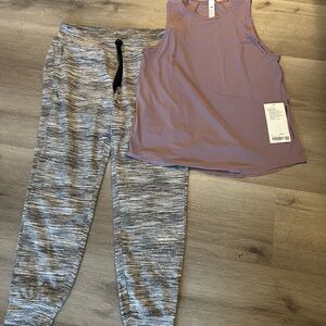 Purple Tank Top and Gray Joggers Set
